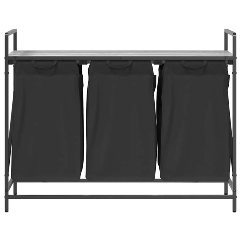 Wäschekorb 3 Fächer mit Ablage Grau Sonoma