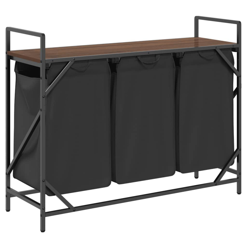 Wäschekorb 3 Fächer mit Ablage Braun Eichen-Optik