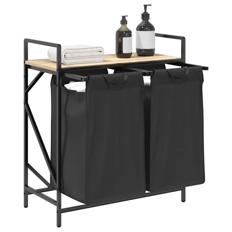 Wäschekorb 2 Fächer mit Ablage Sonoma-Eiche