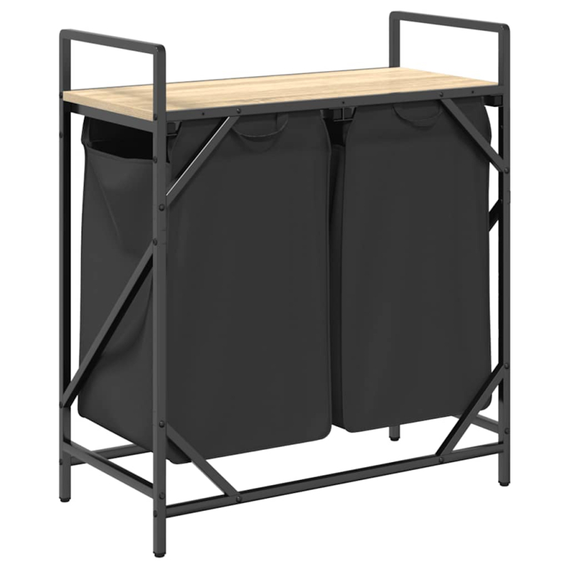 Wäschekorb 2 Fächer mit Ablage Sonoma-Eiche