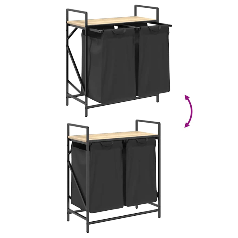 Wäschekorb 2 Fächer mit Ablage Sonoma-Eiche