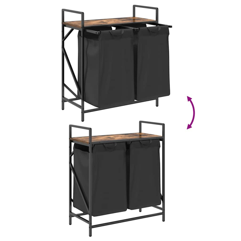 Wäschekorb 2 Fächer mit Ablage Räuchereiche