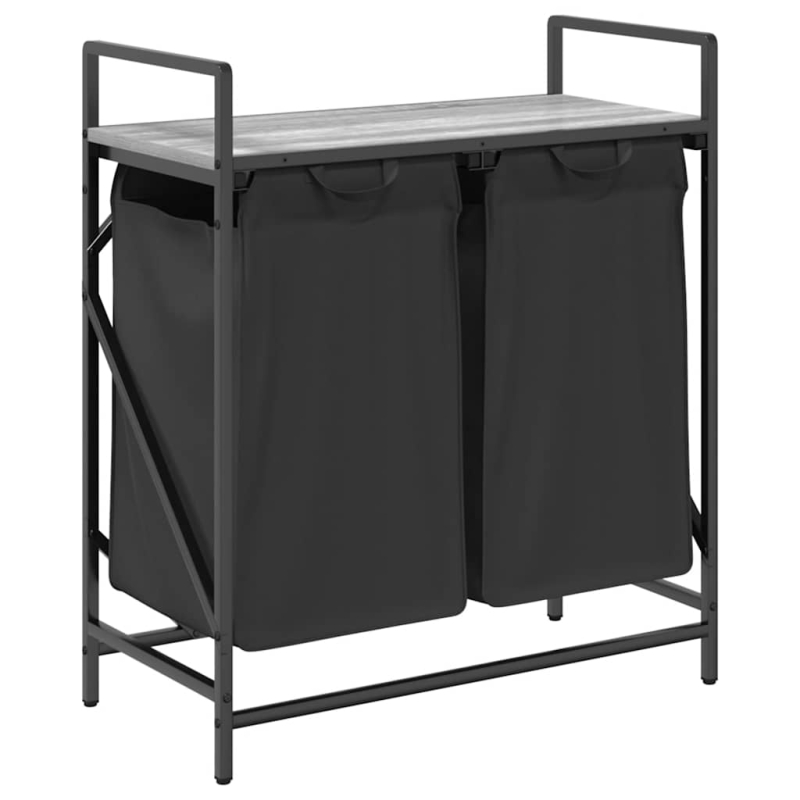 Wäschekorb 2 Fächer mit Ablage Grau Sonoma