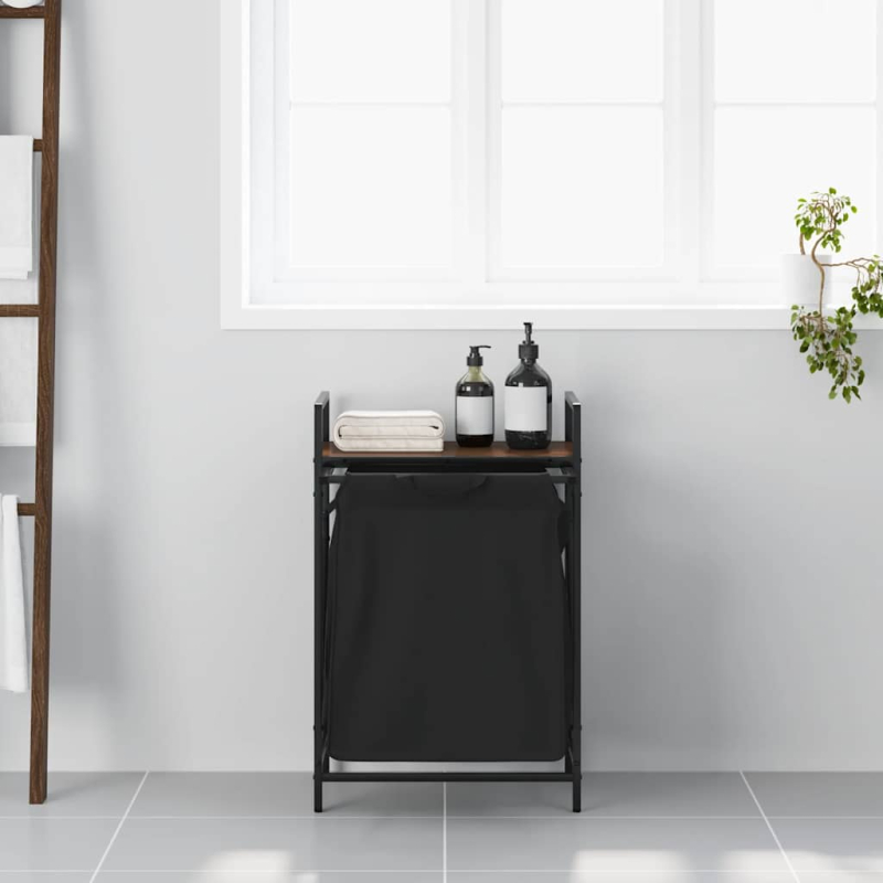 Wäschekorb 1 Fach mit Ablage Braun Eichen-Optik