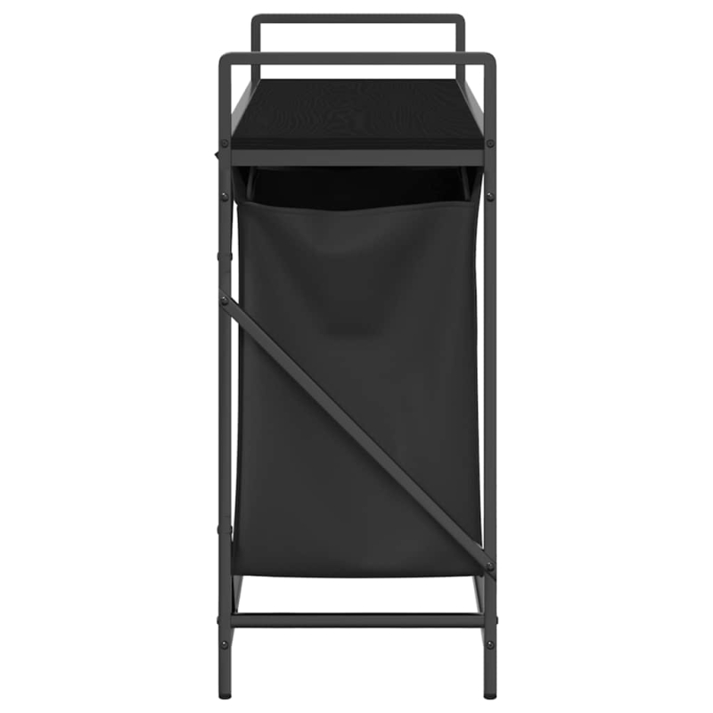 Wäschekorb 2 Fächer mit Ablage Schwarz Eichen-Optik