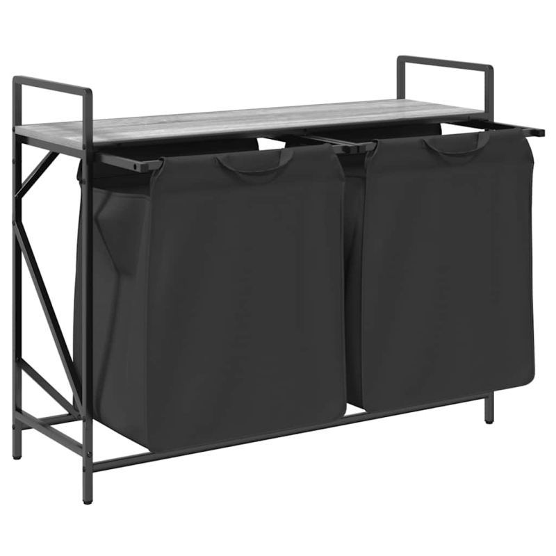 Wäschekorb 2 Fächer mit Ablage Grau Sonoma