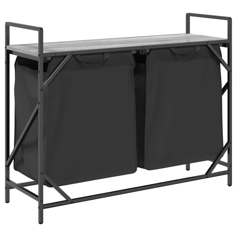 Wäschekorb 2 Fächer mit Ablage Grau Sonoma