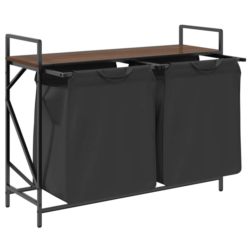 Wäschekorb 2 Fächer mit Ablage Braun Eichen-Optik