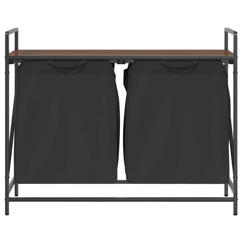 Wäschekorb 2 Fächer mit Ablage Braun Eichen-Optik