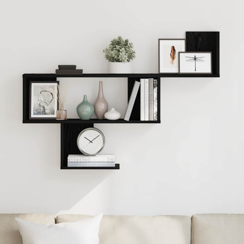 Wandregal Schwarz Eichen-Optik 100x15x70 cm Holzwerkstoff