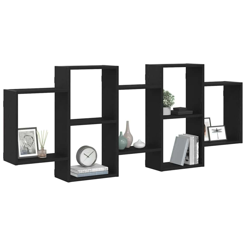 Wandregal Schwarz Eichen-Optik 159x18x65 cm Holzwerkstoff