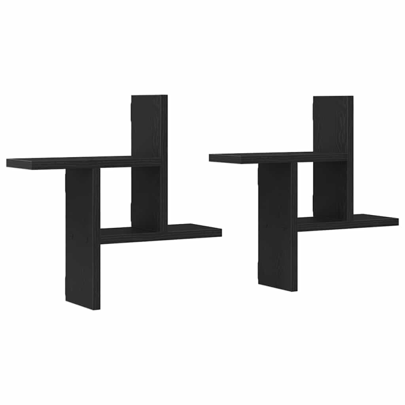 Wandregale 2 Stk. Schwarz Eichen-Optik 38x12x38cm Holzwerkstoff