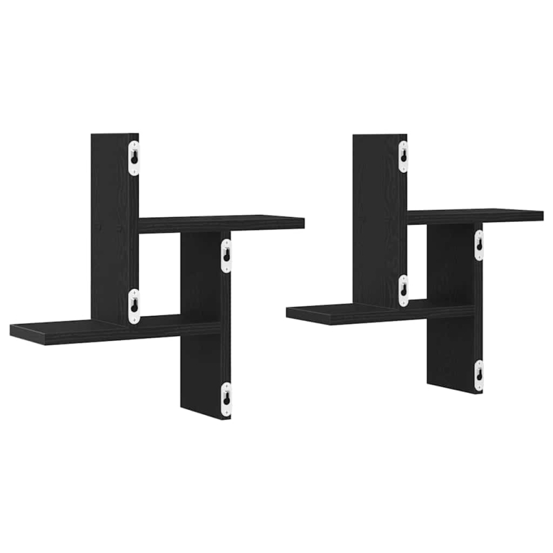 Wandregale 2 Stk. Schwarz Eichen-Optik 38x12x38cm Holzwerkstoff