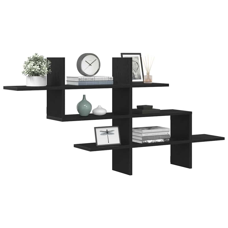 Wandregal Schwarz Eichen-Optik 124,5x18x60,5 cm Holzwerkstoff