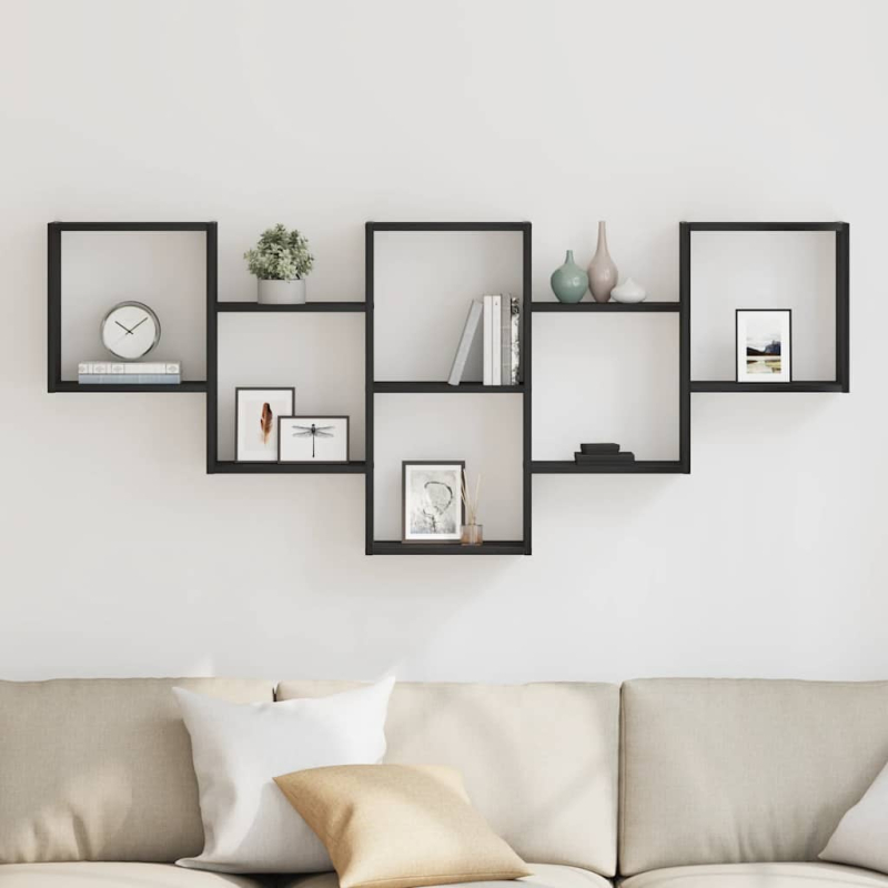 Wandregal Schwarz Eichen-Optik 159x18x66 cm Holzwerkstoff