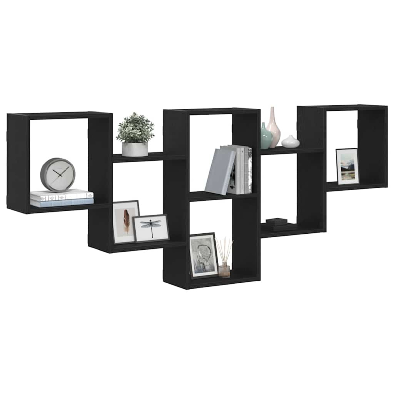 Wandregal Schwarz Eichen-Optik 159x18x66 cm Holzwerkstoff