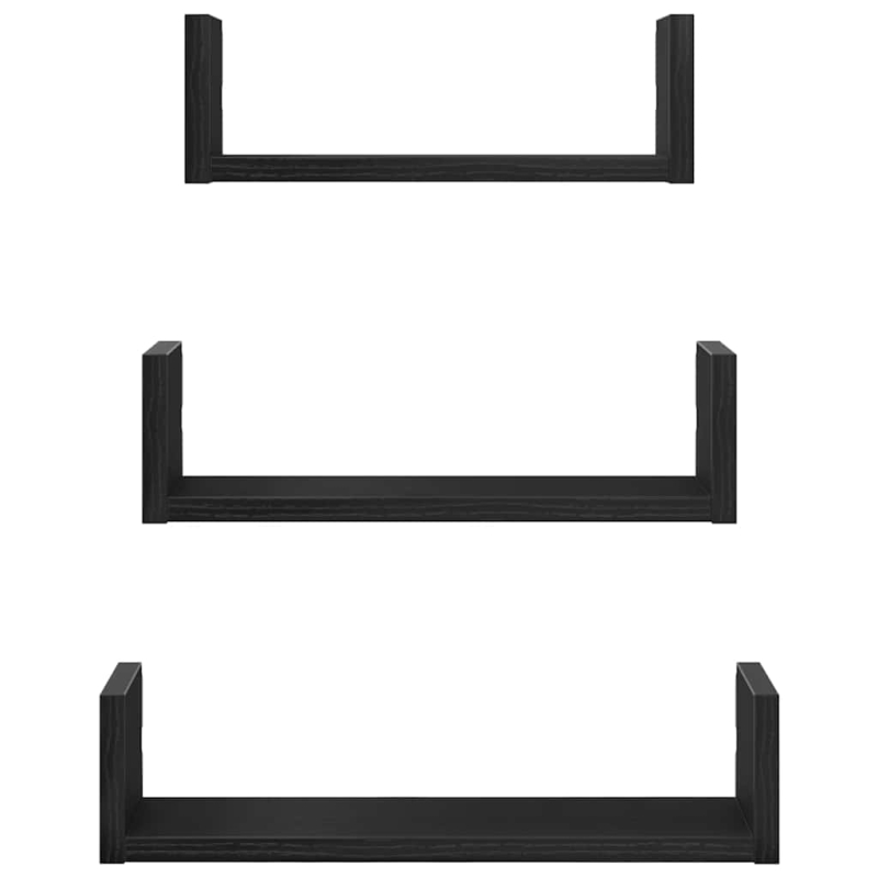 Wandregale 3 Stk. Schwarz Eichen-Optik Holzwerkstoff