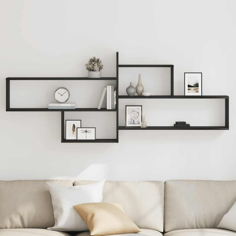 Wandregal Schwarz Eichen-Optik 167,5x18x68 cm Holzwerkstoff