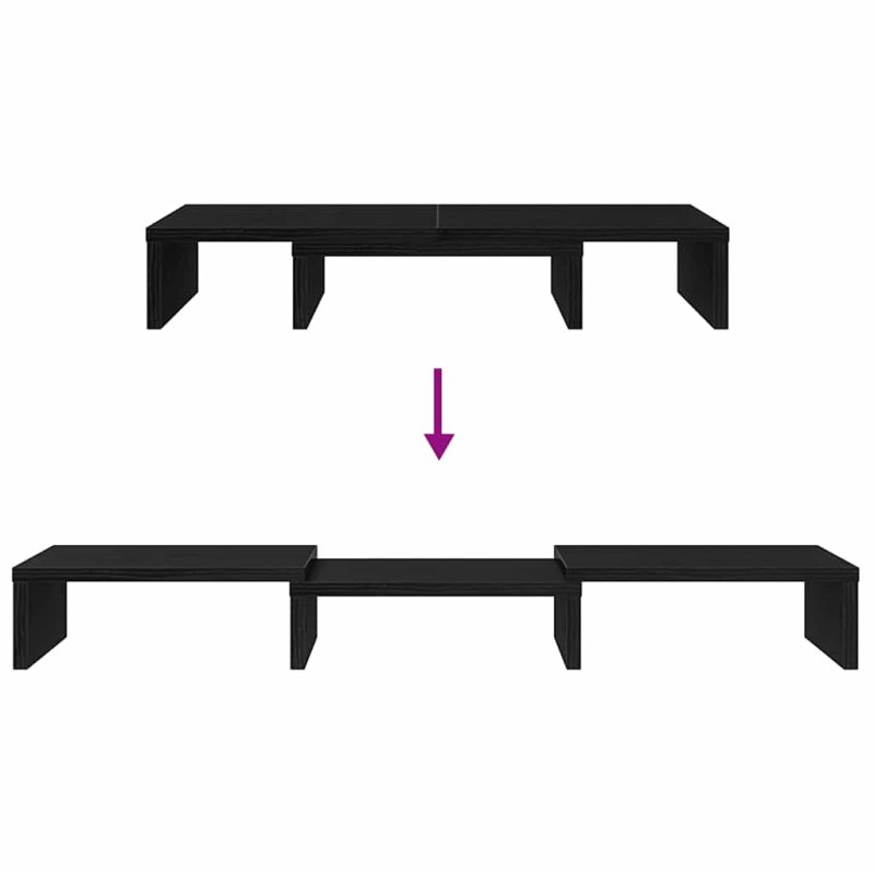 Monitorständer Verstellbar Schwarz Eichen-Optik 60x24x10,5 cm