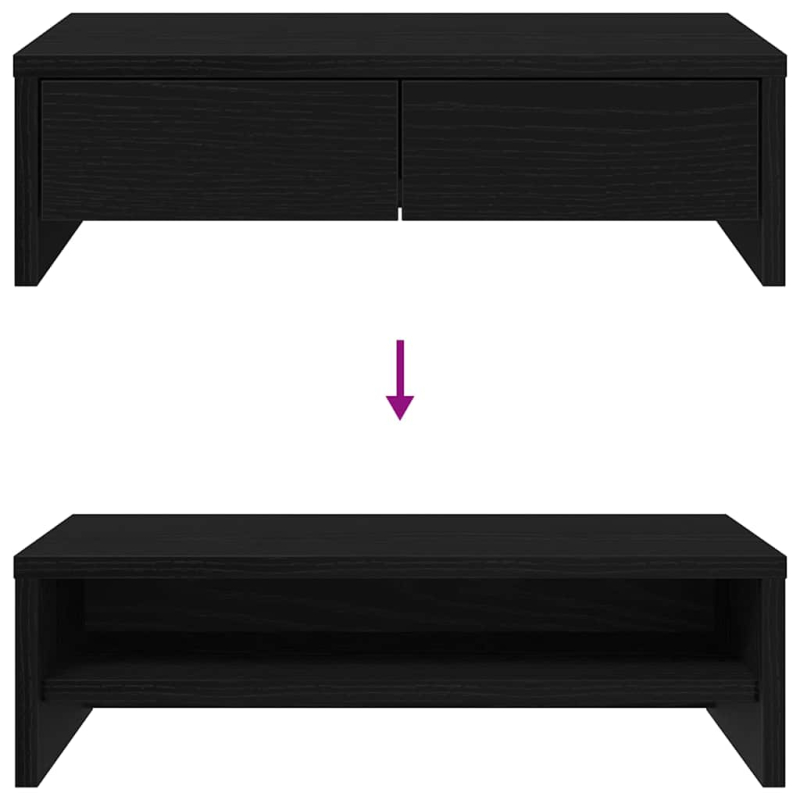 Monitorständer mit Schubladen Schwarz Eichen-Optik 50x27x15 cm