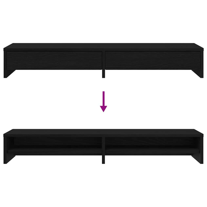 Monitorständer mit Schubladen Schwarz Eichen-Optik 100x27x15 cm