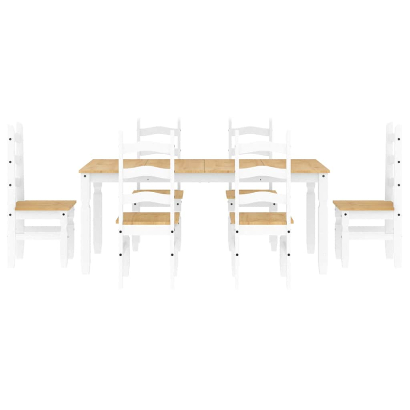 7-tlg. Essgruppe Panama Weiß Massivholz Kiefer