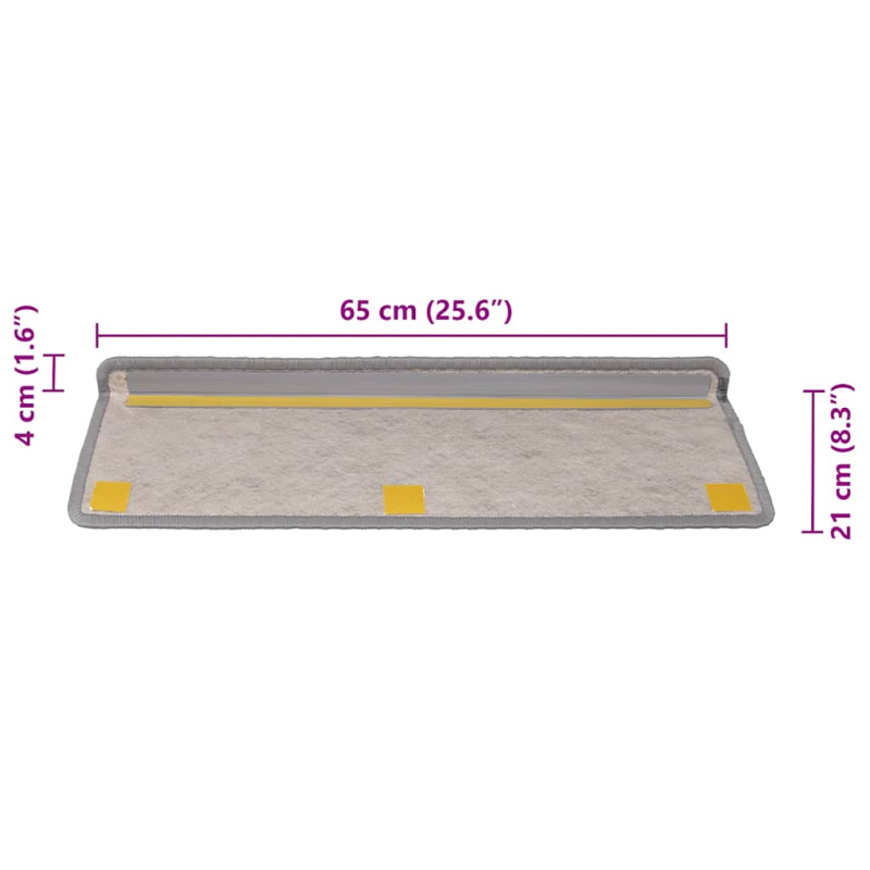 Stufenmatten Selbstklebend Sisal-Optik 30Stk. 65x21x4cm Silbern