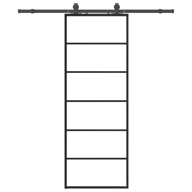 Schiebetür mit Beschlag Schwarz 76x205 cm ESG-Glas