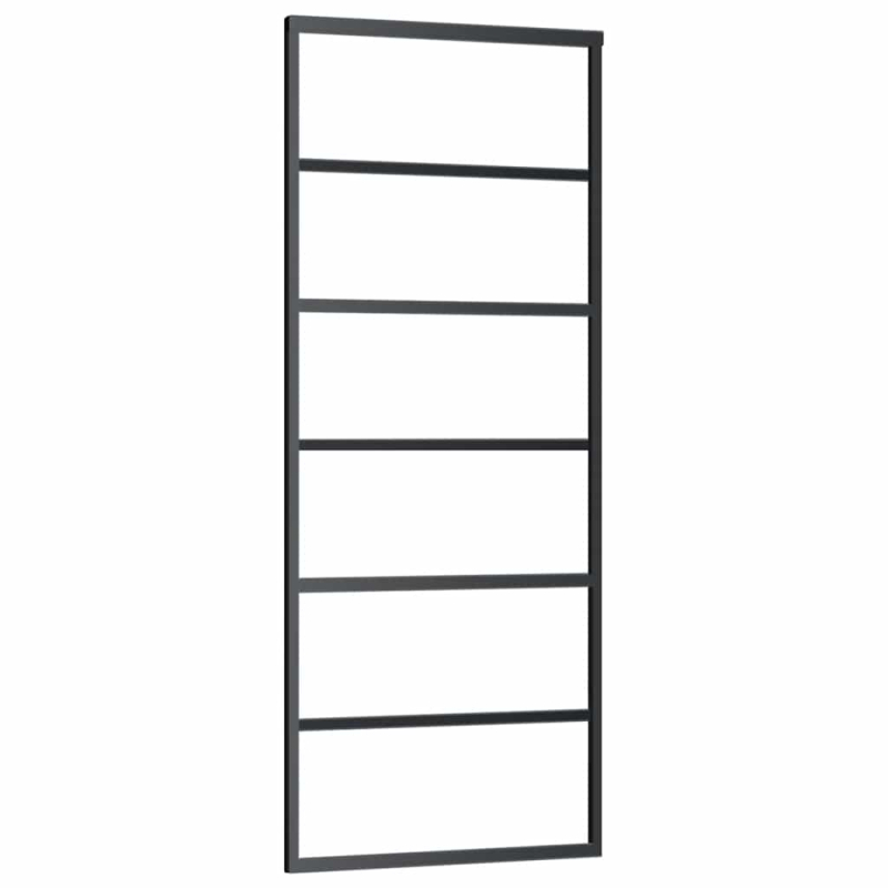 Schiebetür mit Beschlag Schwarz 76x205 cm ESG-Glas