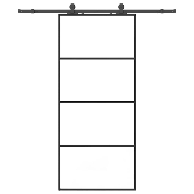 Schiebetür mit Beschlag Schwarz 90x205 cm ESG-Glas