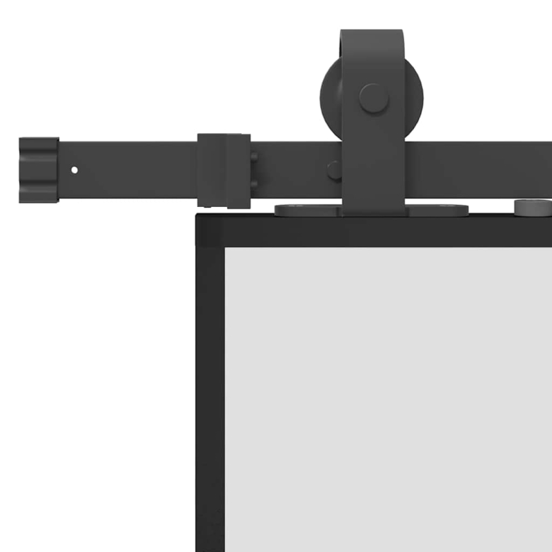 Schiebetür mit Beschlag Schwarz 90x205 cm ESG-Glas