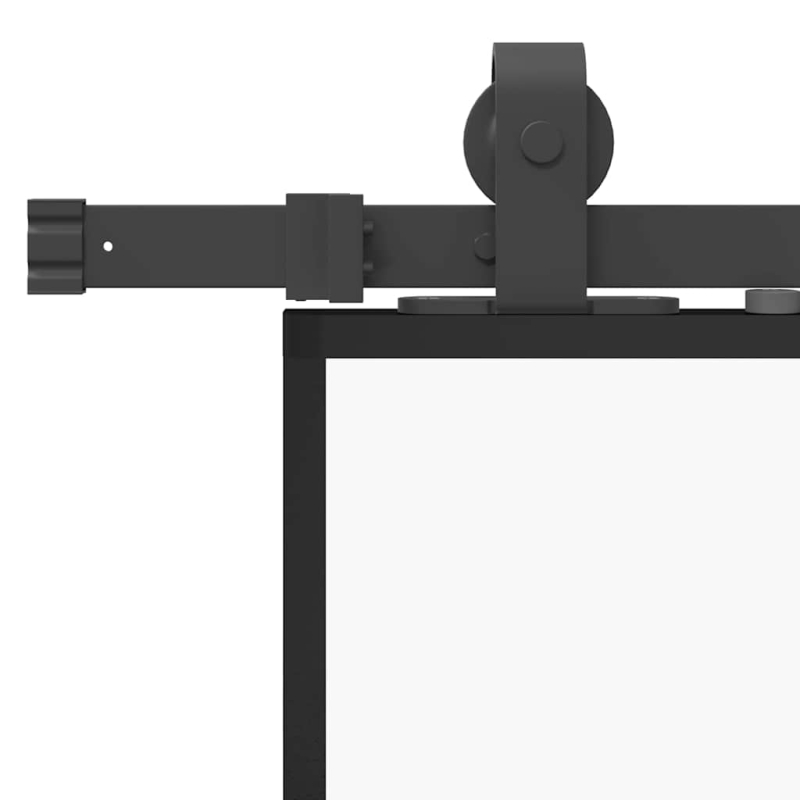 Schiebetür mit Beschlag Schwarz 90x205 cm Hartglas