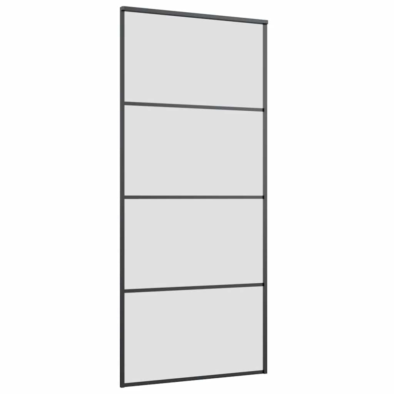 Schiebetür mit Beschlag Schwarz 90x205 cm ESG-Glas