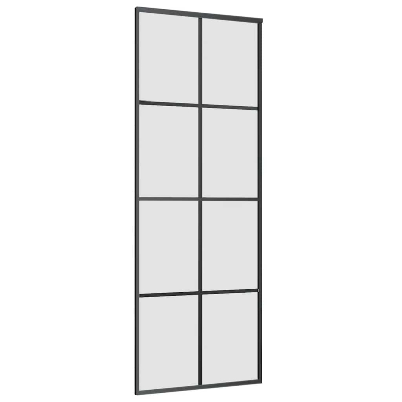 Schiebetür mit Beschlag Schwarz 76x205 cm ESG-Glas
