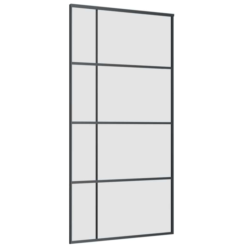 Schiebetür mit Beschlag Schwarz 102,5x205 cm ESG-Glas