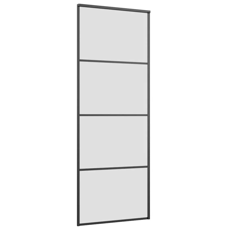 Schiebetür mit Beschlag Schwarz 76x205 cm ESG-Glas