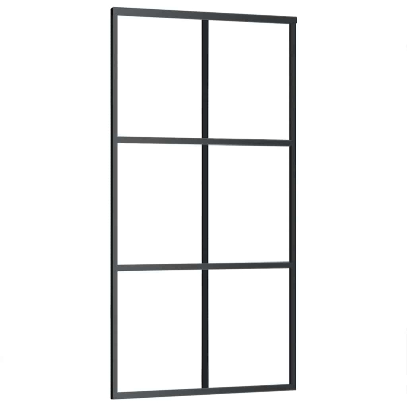 Schiebetür mit Beschlag Schwarz 102x205 cm ESG-Glas
