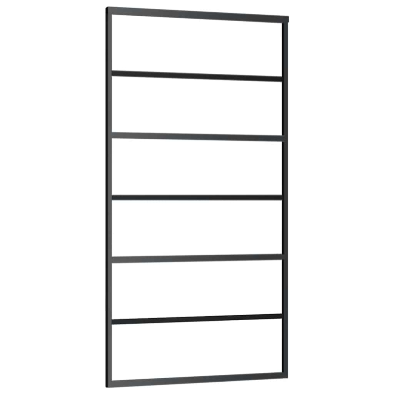 Schiebetür mit Beschlag Schwarz 102x205 cm ESG-Glas