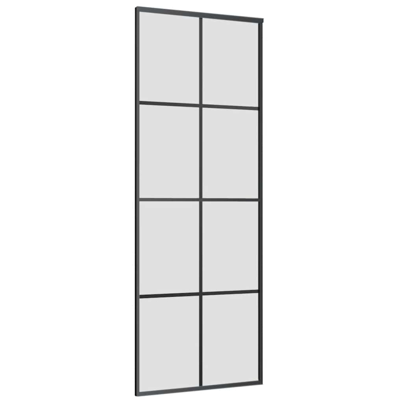 Schiebetür mit Beschlag Schwarz 76x205 cm ESG-Glas