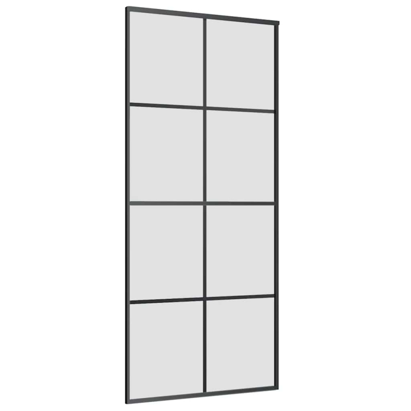 Schiebetür mit Beschlag Schwarz 90x205 cm ESG-Glas