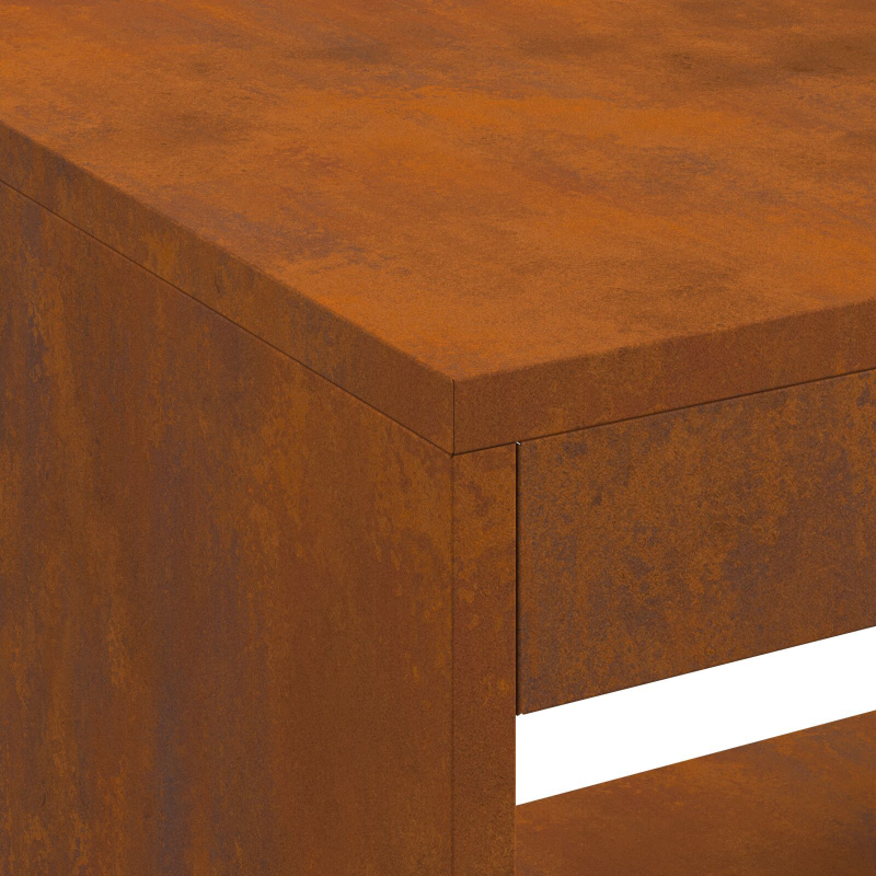 Feuerstelle mit Holzlager 160x45x35 cm Wetterfester Stahl