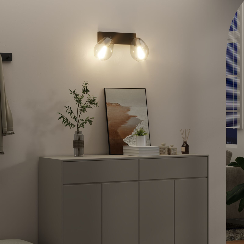 Deckenleuchten mit verstellbarem Glas-Schirm Anthrazit E27