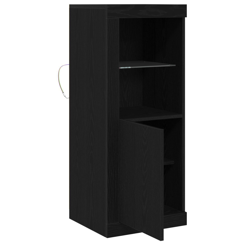 Sideboard mit LED-Lichtern Schwarz Eiche 41x37x100 cm