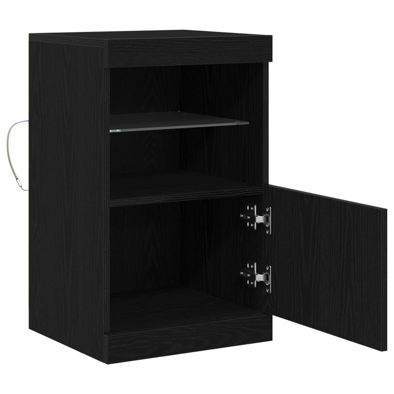 Sideboard mit LED-Lichtern Schwarze Eiche 41x37x67 cm