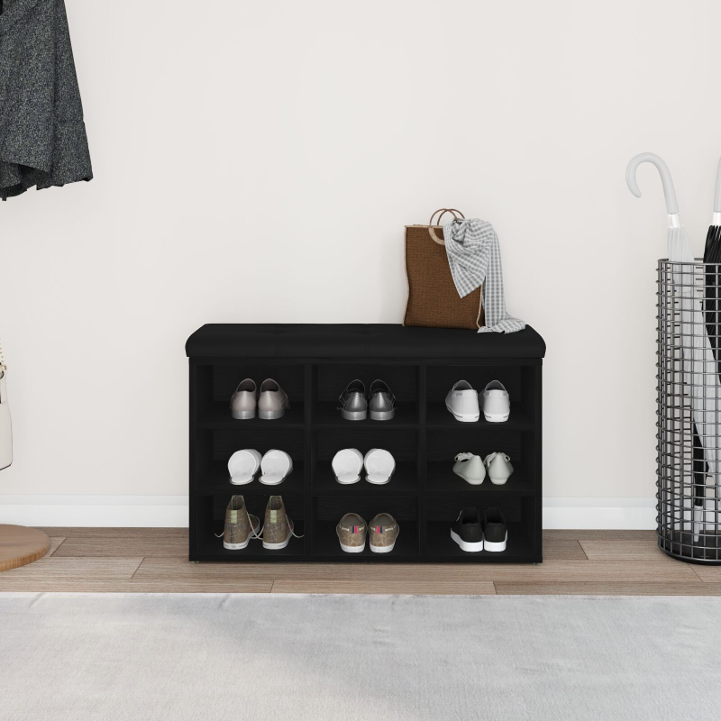 Aufbewahrungsbank Schwarz Eiche 80x30x48 cm Teppe