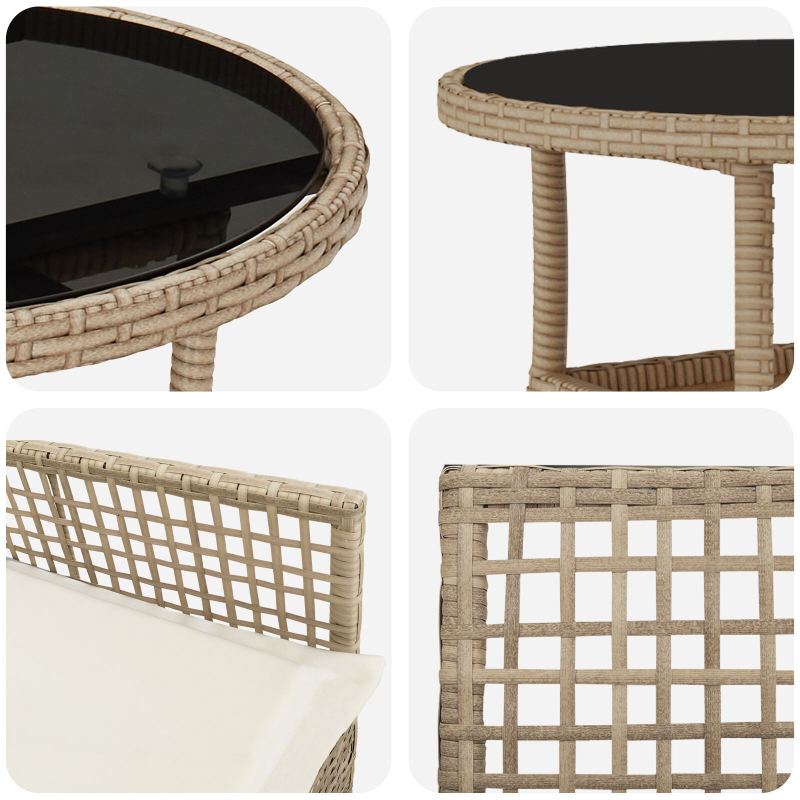 5-teiliges Garten Essset Beige Poly Rattan