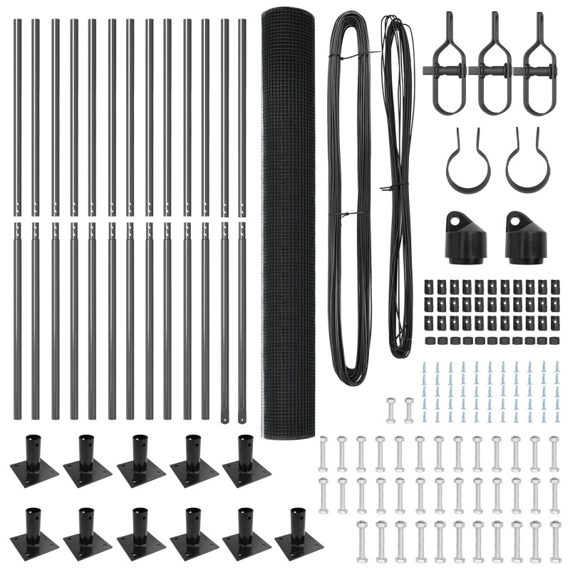 geschweißter Drahtzaun mit 13 Flanschpfosten Grau 1,5x25 m Stahl