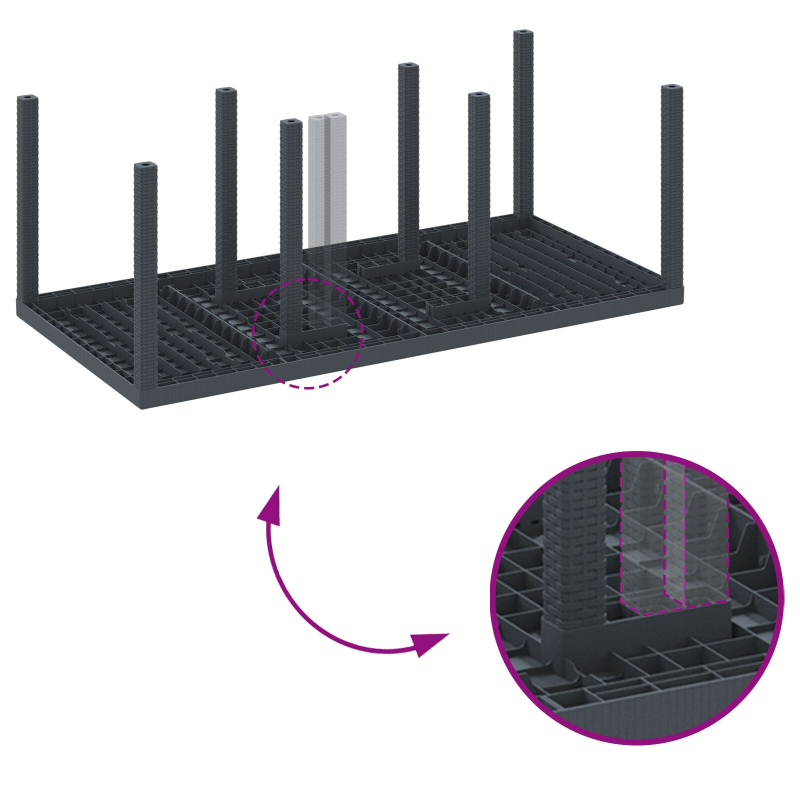 9-teiliges Garten-Essgruppe mit Kissen Anthrazit Poly Rattan