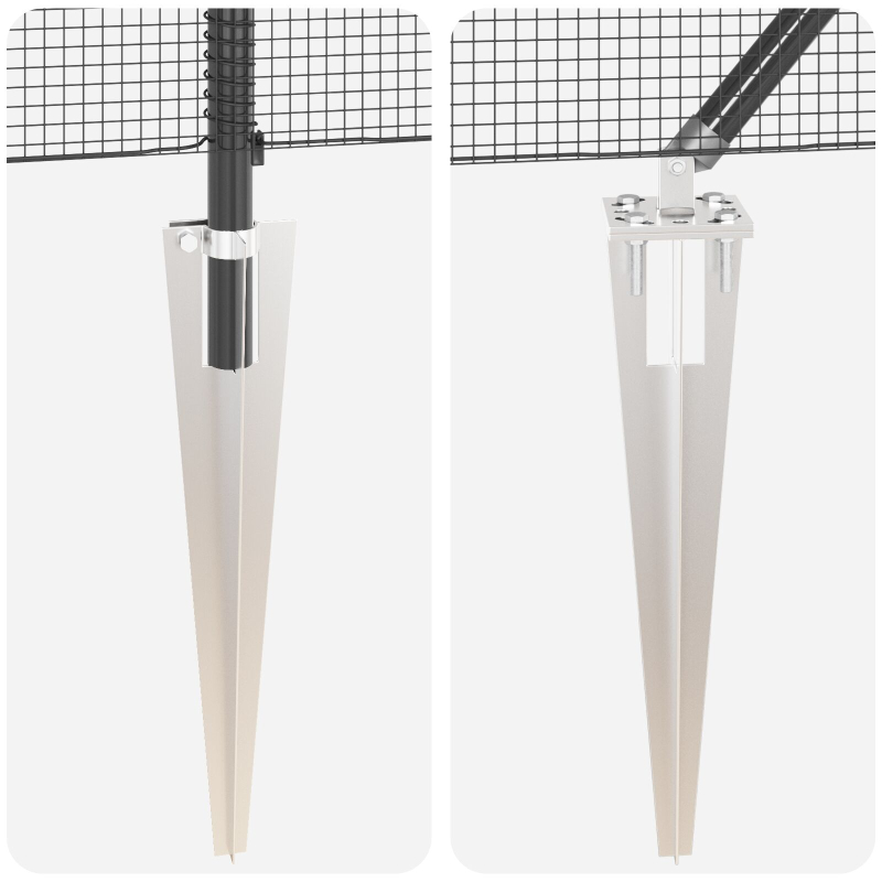 Schweißdrahtzaun mit 13 Spike-Posts Grau 1x100 m Stahl