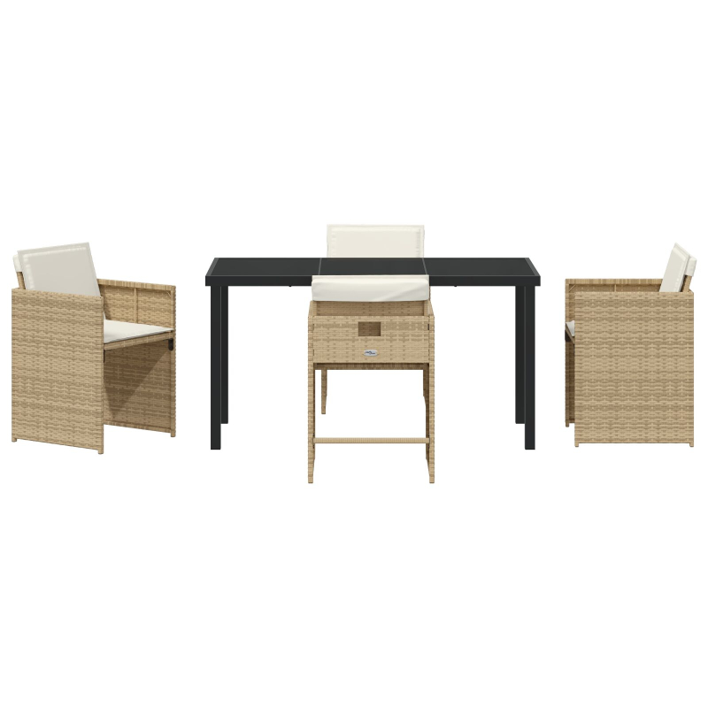 5-teiliges Garten-Dining-Set mit Kissen Beige Poly-Rattan